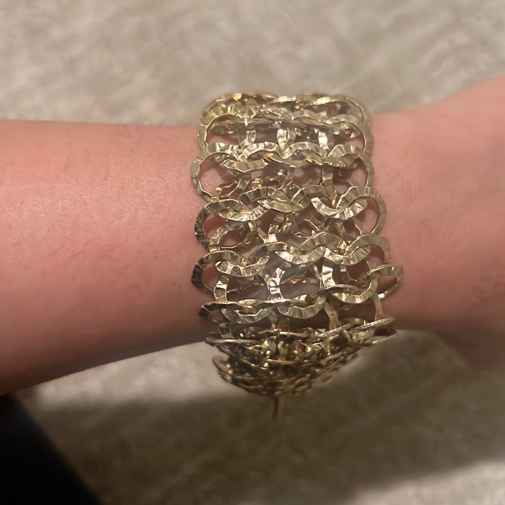 Anthropologie bracelet in cool gold color